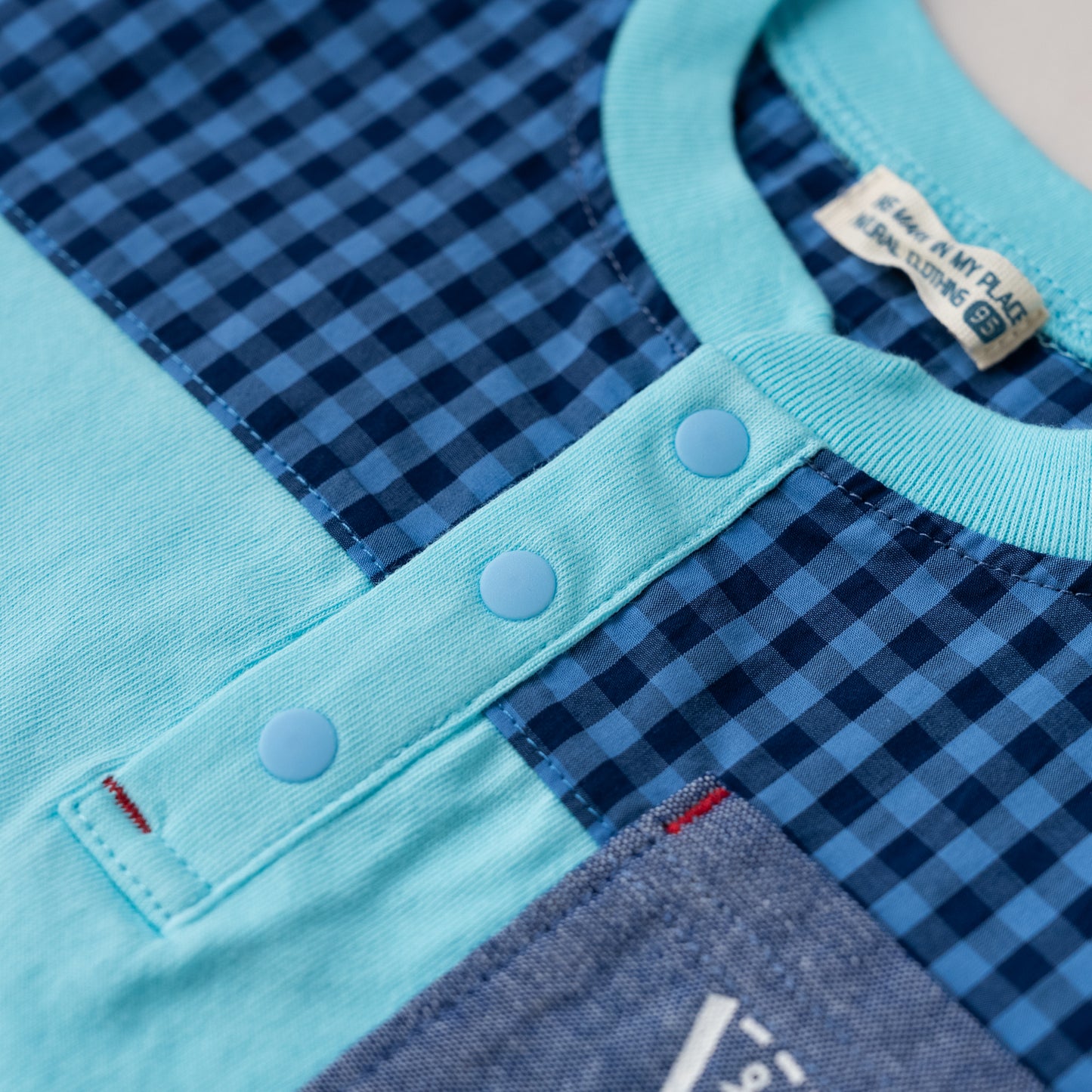 ヘンリーネックポケットTシャツ　SAXE