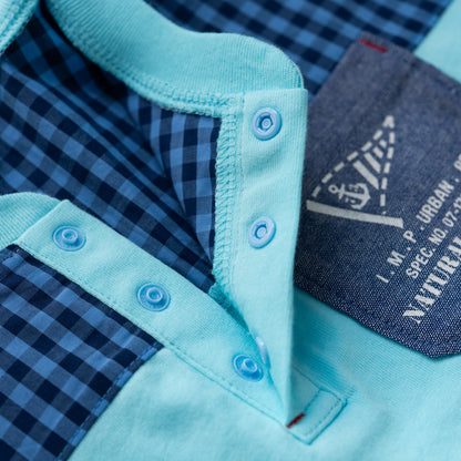 ヘンリーネックポケットTシャツ　SAXE