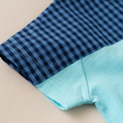 ヘンリーネックポケットTシャツ　SAXE