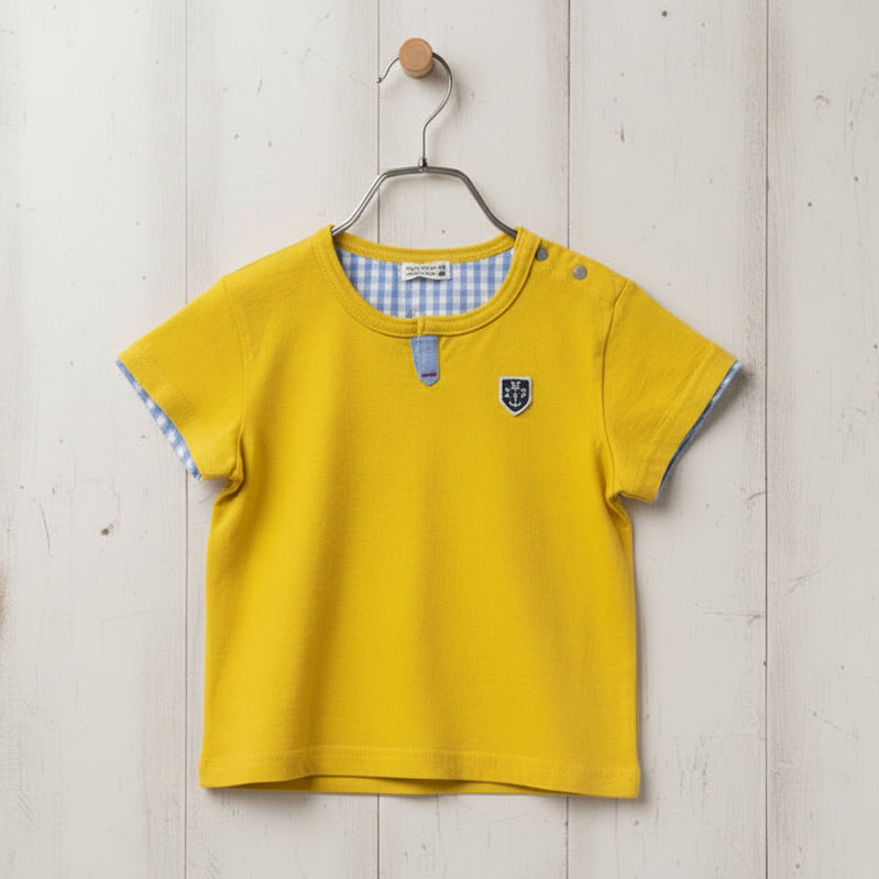 スリットネックTシャツ　YELLOW