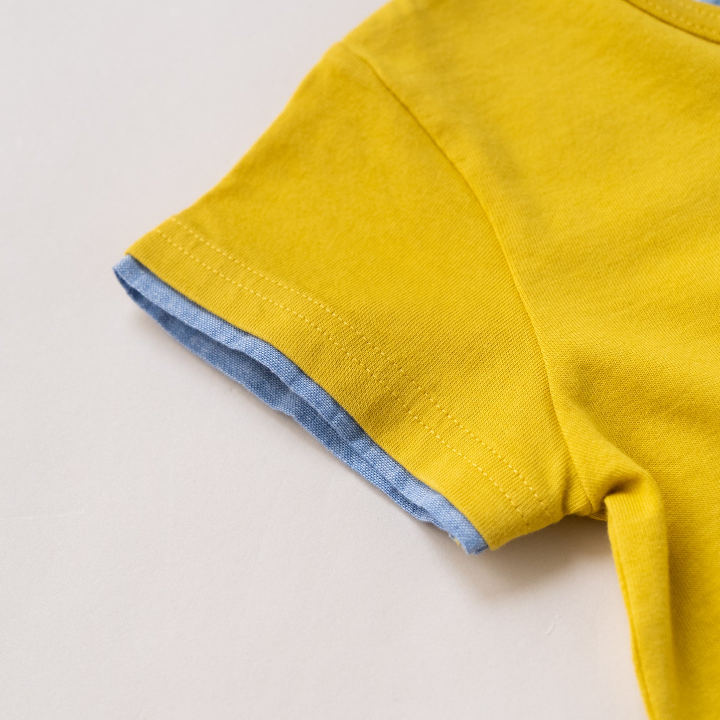 スリットネックTシャツ　YELLOW