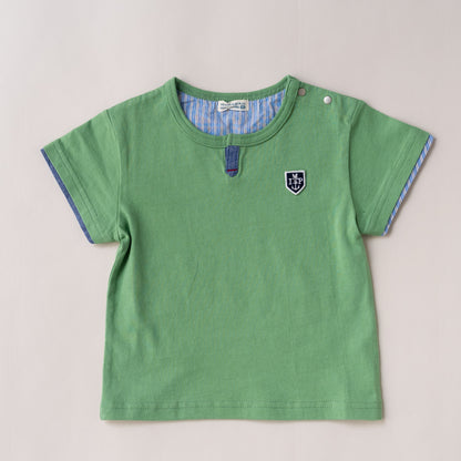 スリットネックTシャツ　KHAKI