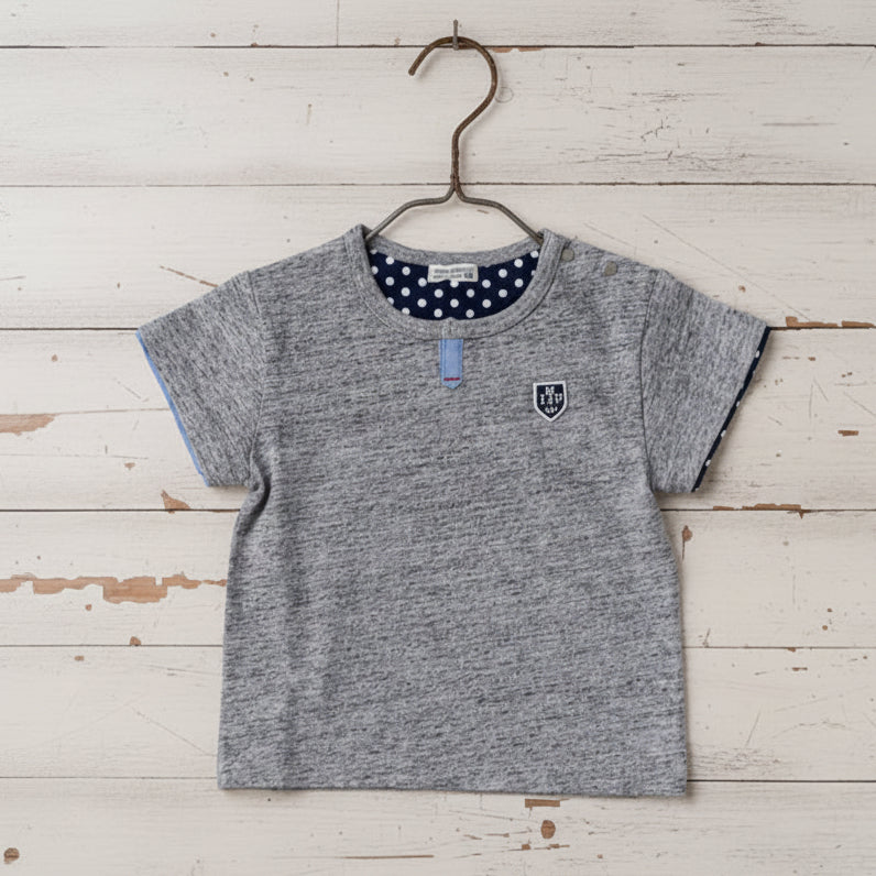 スリットネックTシャツ　GRAY