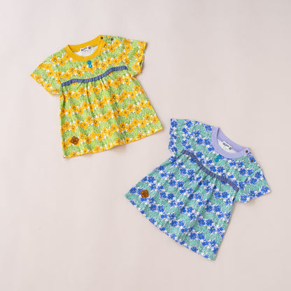 花柄総プリントTシャツ　YELLOW