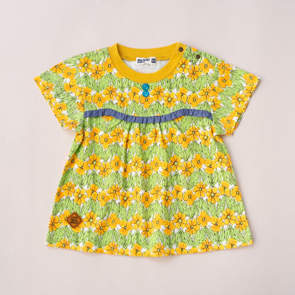花柄総プリントTシャツ　YELLOW