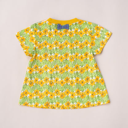 花柄総プリントTシャツ　YELLOW