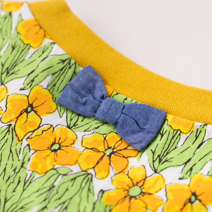 花柄総プリントTシャツ　YELLOW