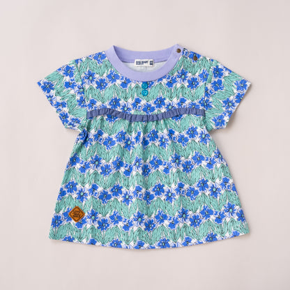 花柄総プリントTシャツ　PURPLE