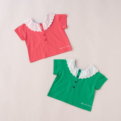 ラウンドカラーTシャツ　GREEN