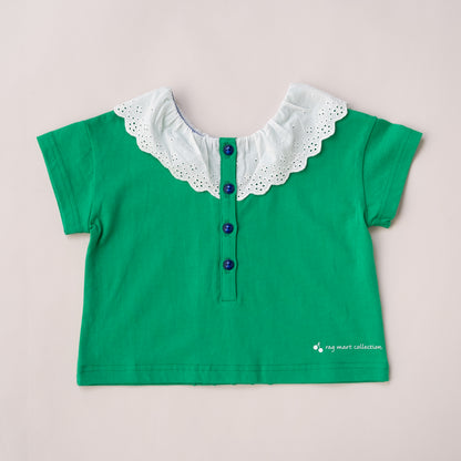 ラウンドカラーTシャツ　GREEN