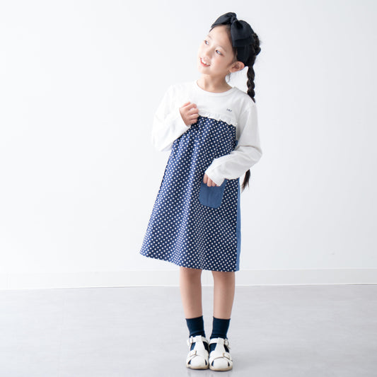 切り替えTシャツワンピース　DOT