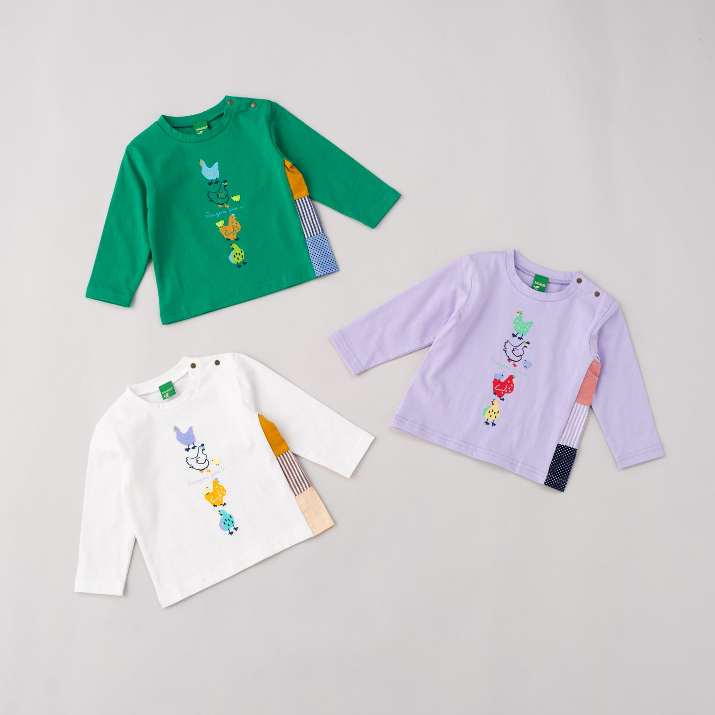 ベビープリントTシャツ【ニワトリ】　GREEN