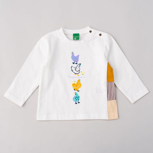 ベビープリントTシャツ【ニワトリ】　OFF-WHITE