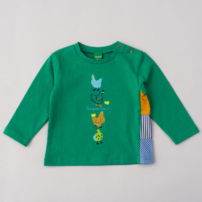 ベビープリントTシャツ【ニワトリ】　GREEN