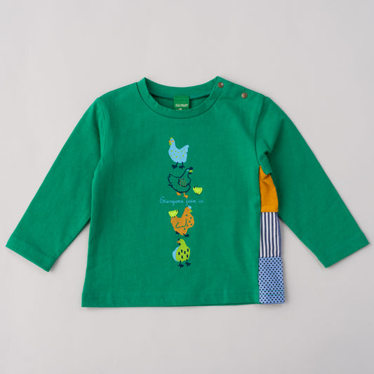 ベビープリントTシャツ【ニワトリ】　GREEN