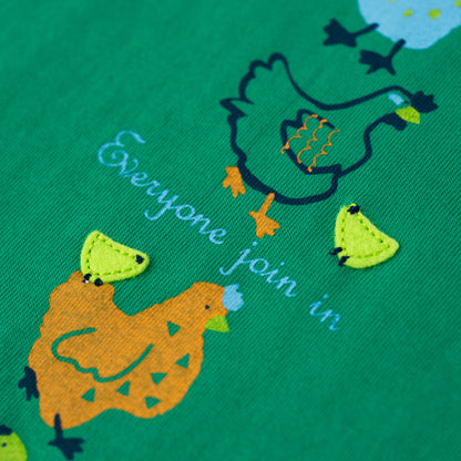 ベビープリントTシャツ【ニワトリ】　GREEN