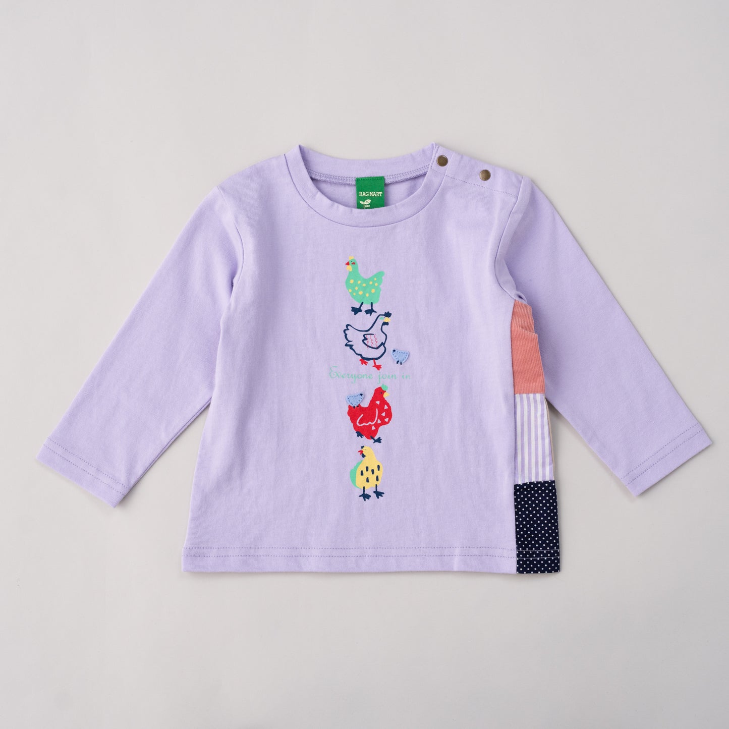 ベビープリントTシャツ【ニワトリ】　PURPLE