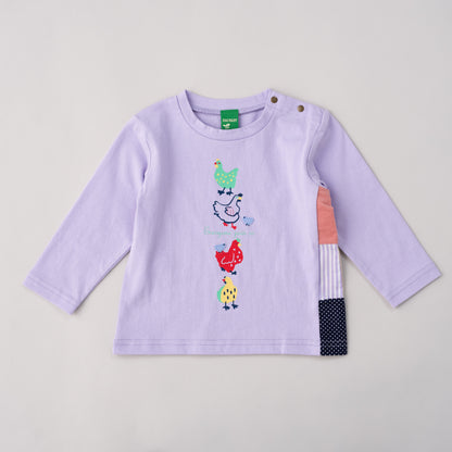 ベビープリントTシャツ【ニワトリ】　PURPLE