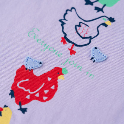 ベビープリントTシャツ【ニワトリ】　PURPLE