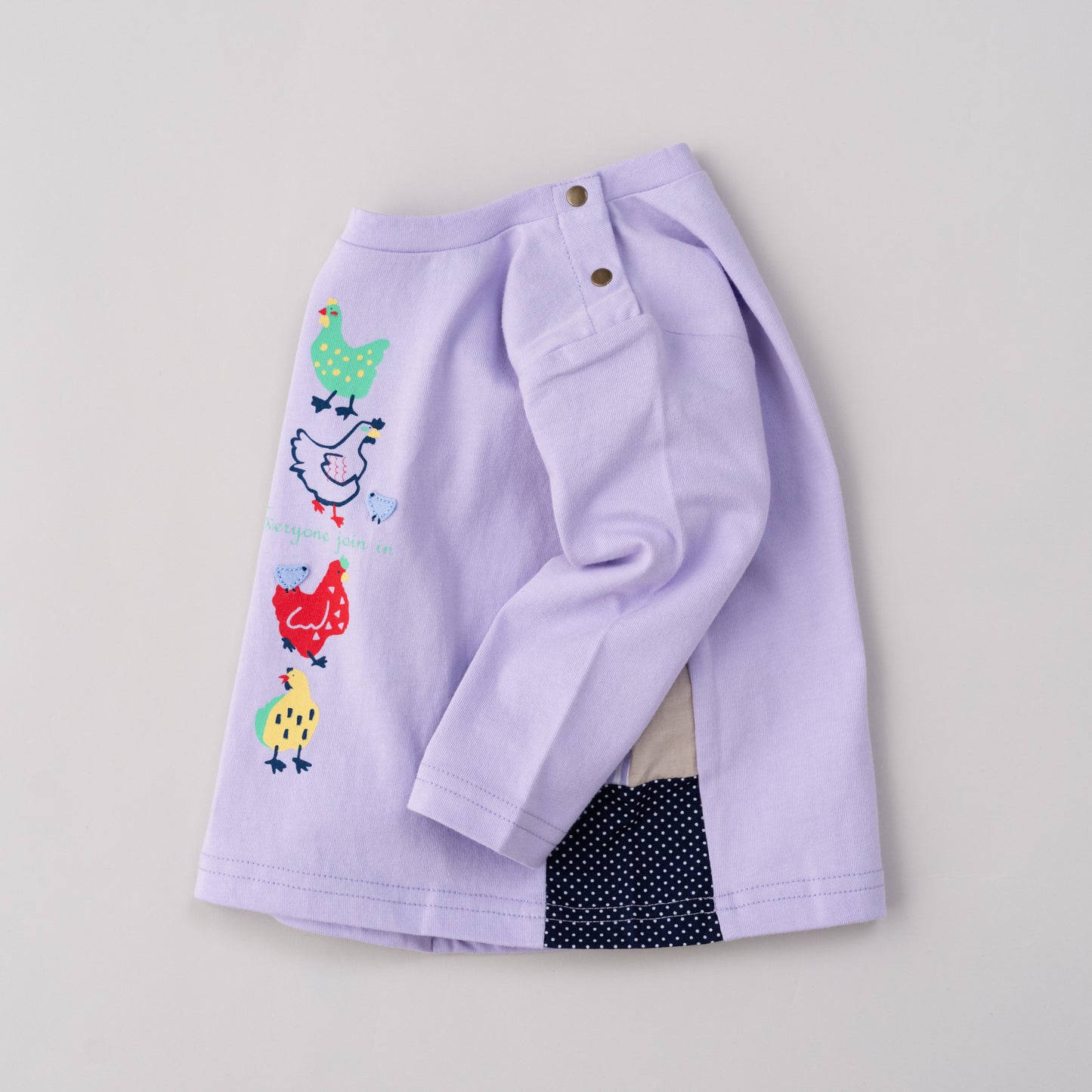 ベビープリントTシャツ【ニワトリ】　PURPLE