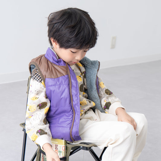 リバーシブルナイロンベスト　PURPLE