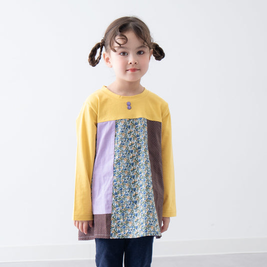 パッチワークチュニックTシャツ　YELLOW