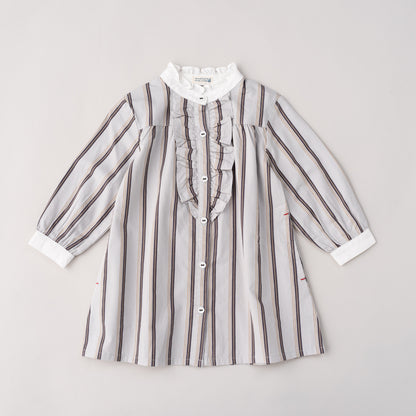 フリルカラーワンピース　STRIPE