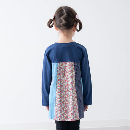 パッチワークチュニックTシャツ　NAVY