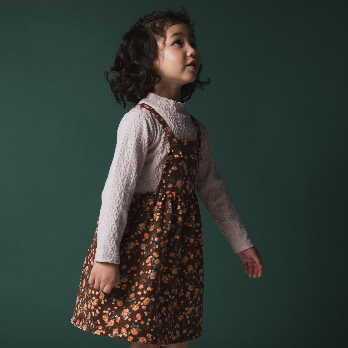 レトロ風ジャンパースカート　BROWN