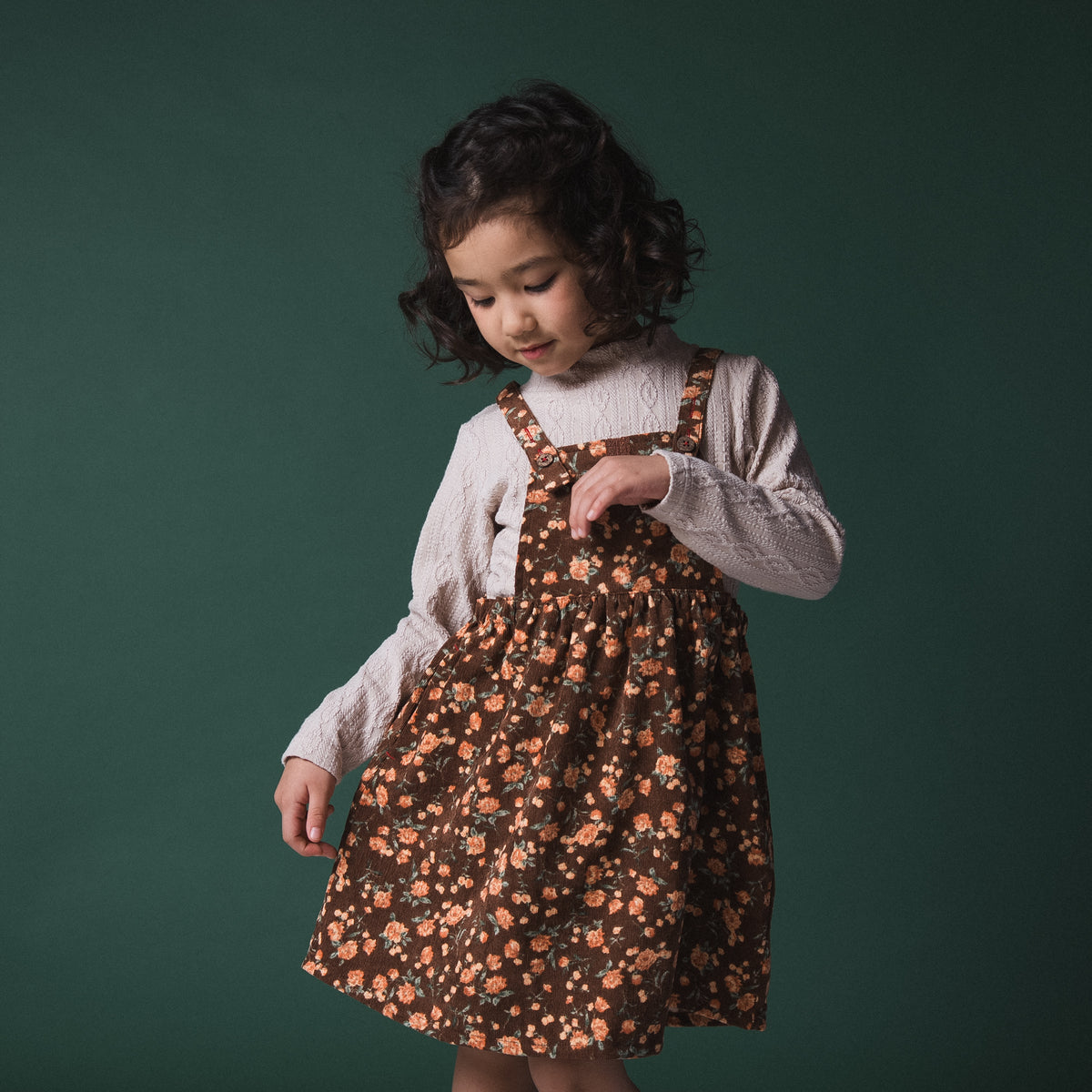 レトロ風ジャンパースカート　BROWN