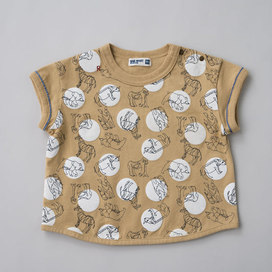 ショートスリーブプリントTシャツ【ドット】　BEIGE