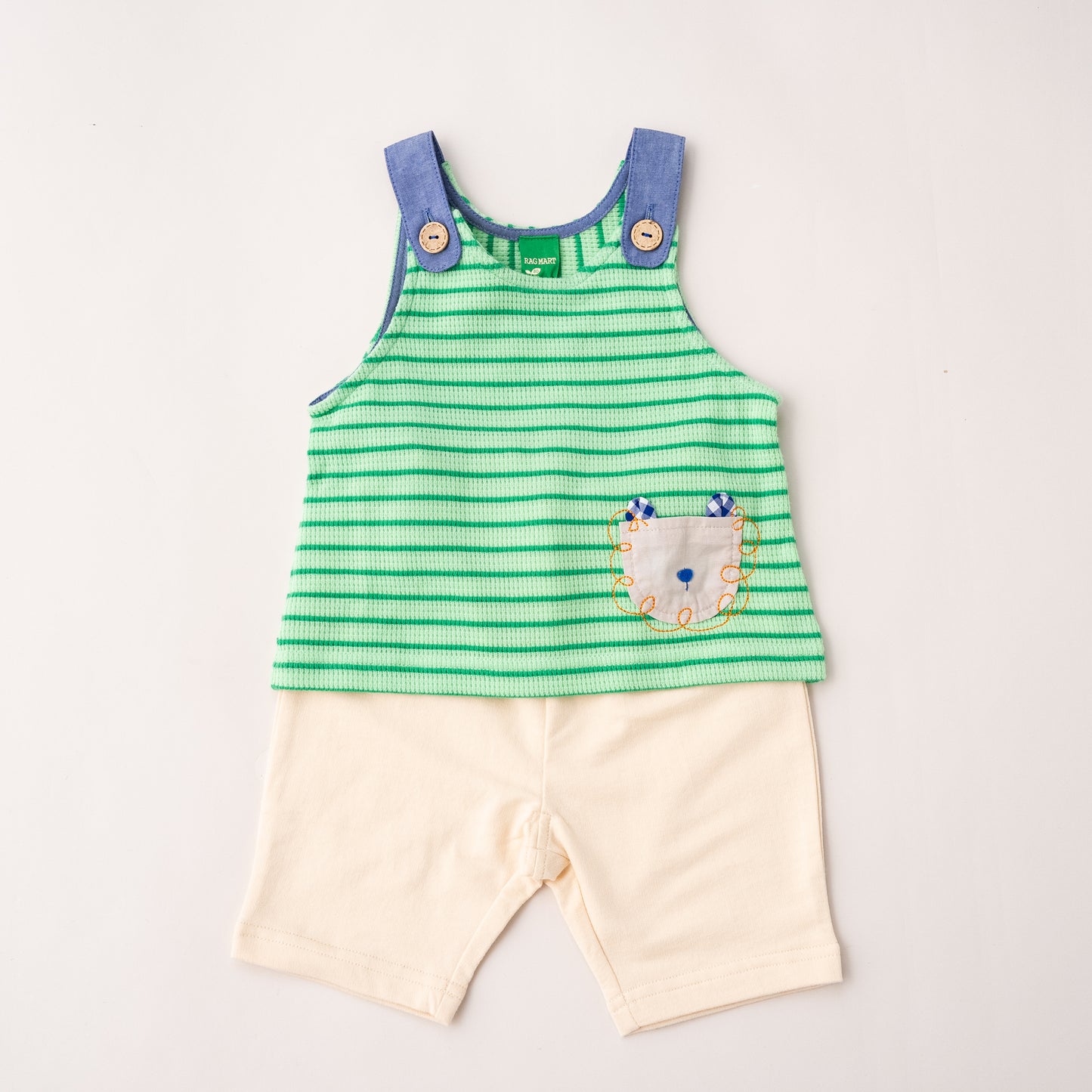 ワッフルベスト＆パンツセット　GREEN