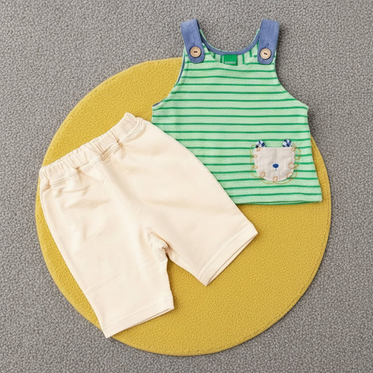 ワッフルベスト＆パンツセット　GREEN