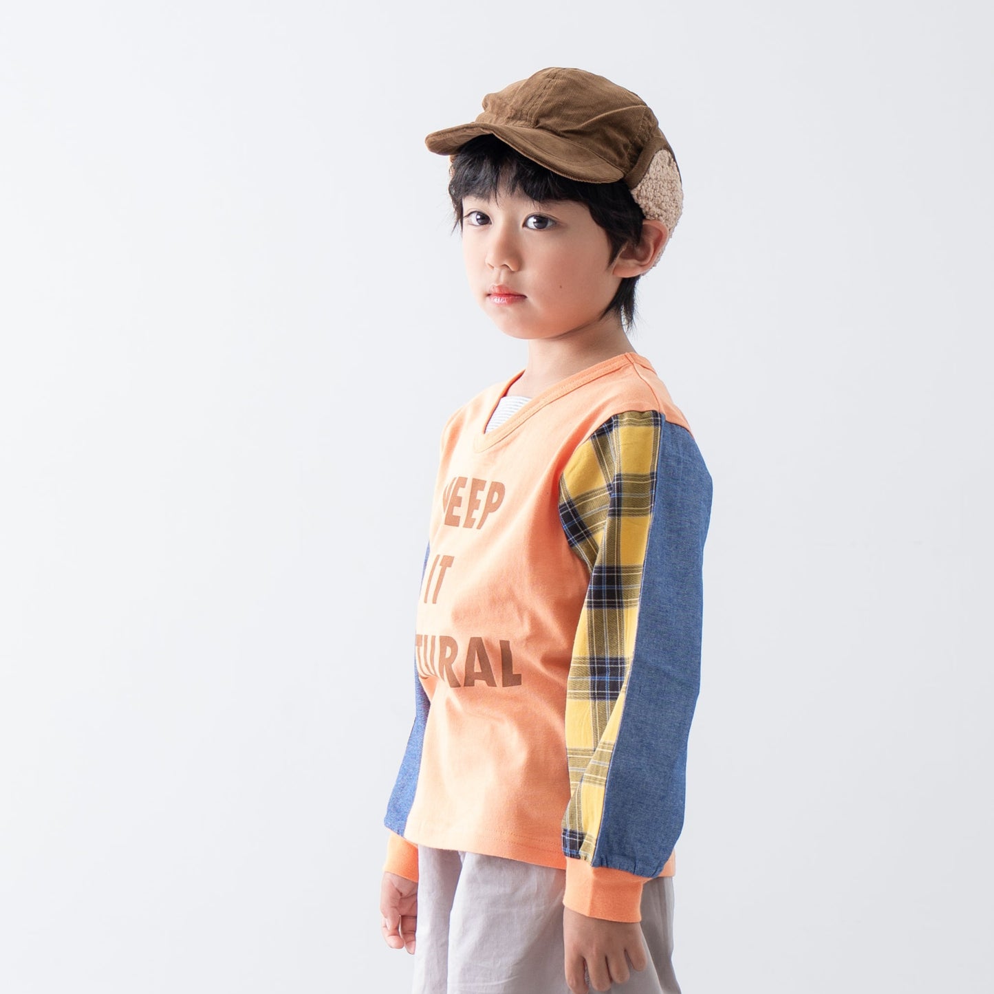 袖切り替えTシャツ　ORANGE