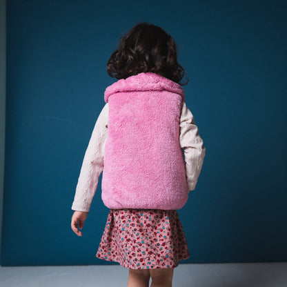 刺繍丸襟リバーシブルベスト　PINK