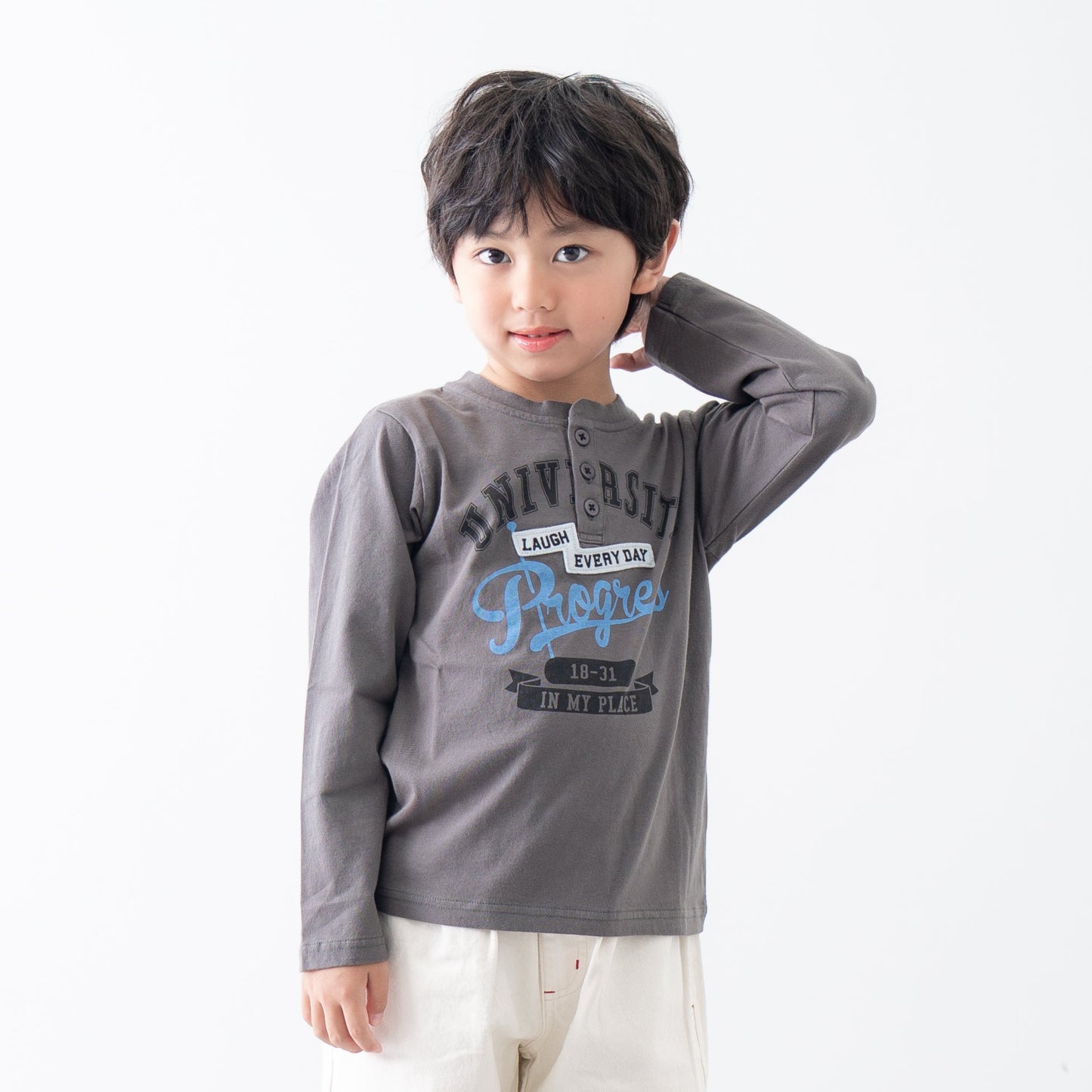 ヘンリーネックTシャツ　MOCHA