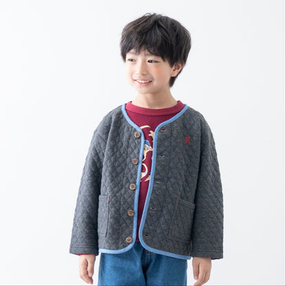 ニットキルトカーディガン　GRAY