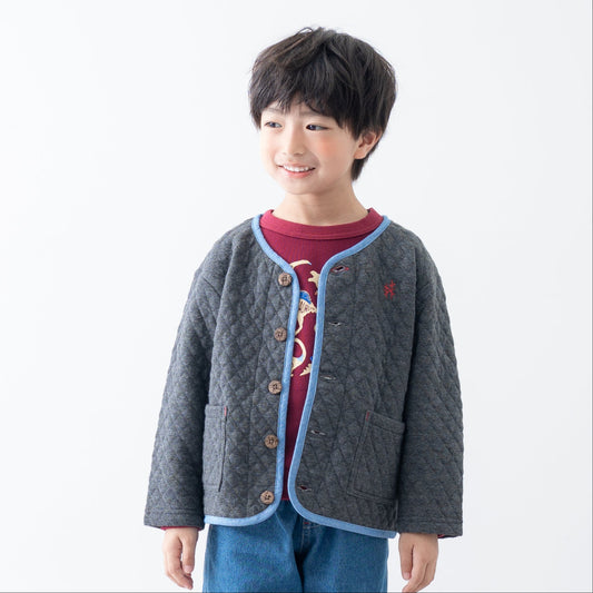 ニットキルトカーディガン　GRAY