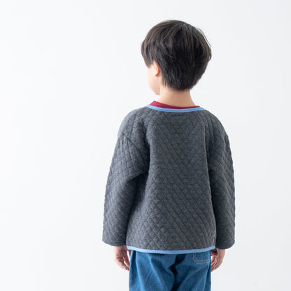 ニットキルトカーディガン　GRAY