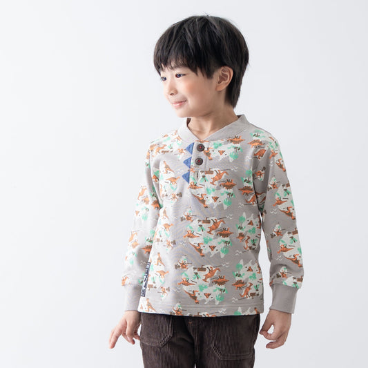 恐竜総柄プリントトレーナー　BEIGE
