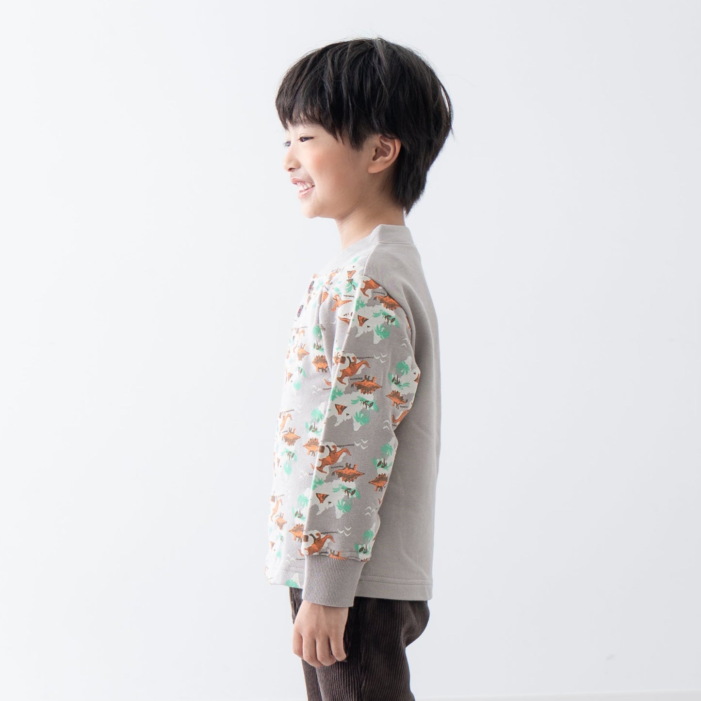 恐竜総柄プリントトレーナー　BEIGE