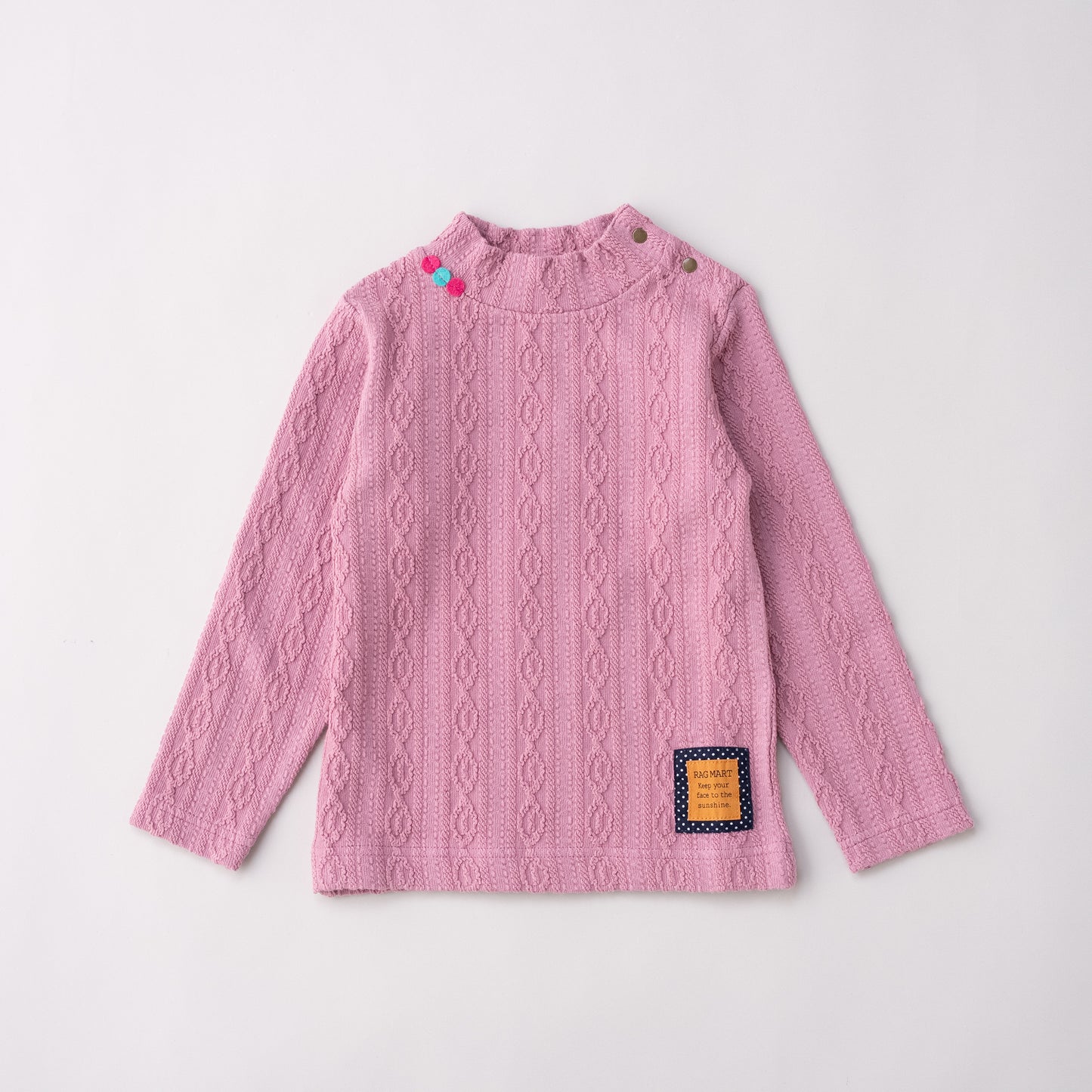 ケーブルニットハイネック　PINK