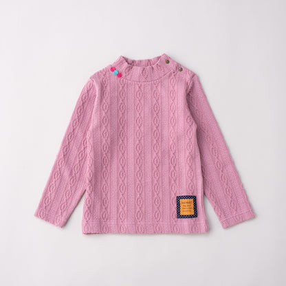 ケーブルニットハイネック　PINK