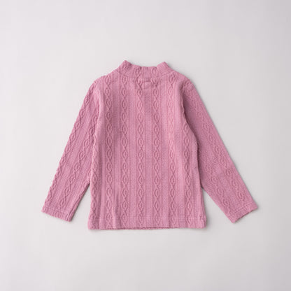 ケーブルニットハイネック　PINK
