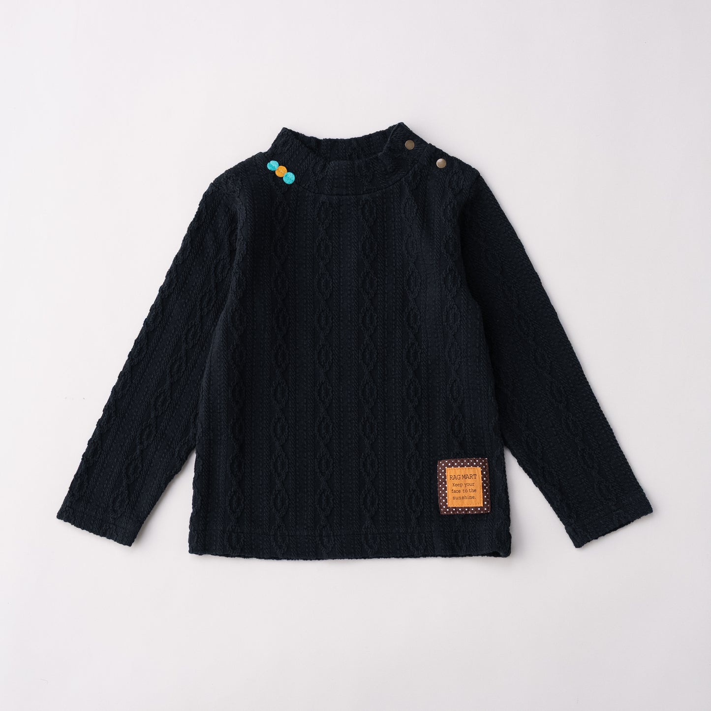 ケーブルニットハイネック　BLACK