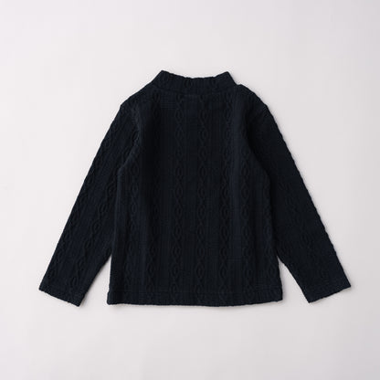 ケーブルニットハイネック　BLACK