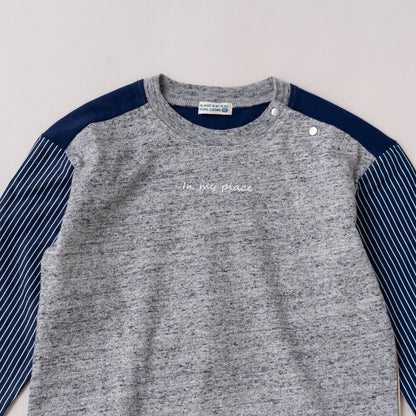 切り替えスリーブTシャツ　GRAY
