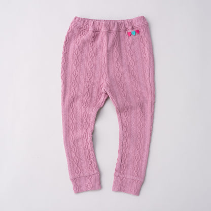 ケーブルニットレギンス　PINK