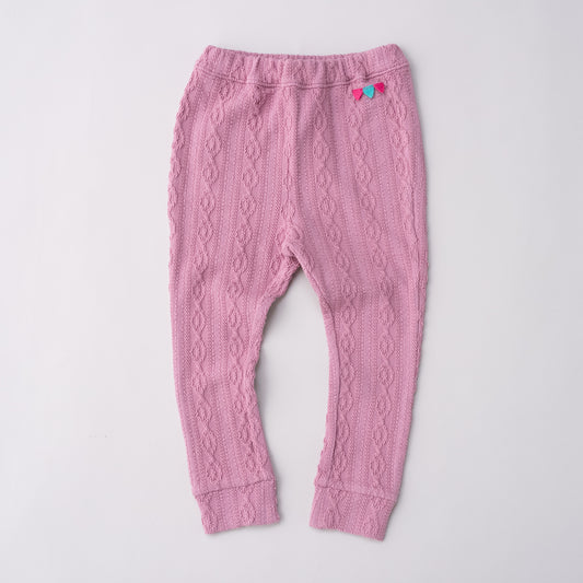ケーブルニットレギンス　PINK
