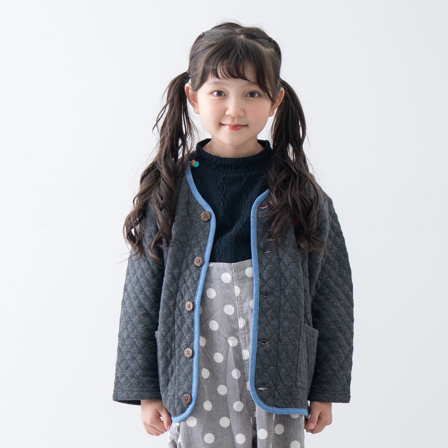 ニットキルトカーディガン　GRAY
